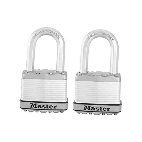 M5XTLF Magnum Heavy Duty Outdoor Padlock with Key Keyed-Alike Silver 2 Pack