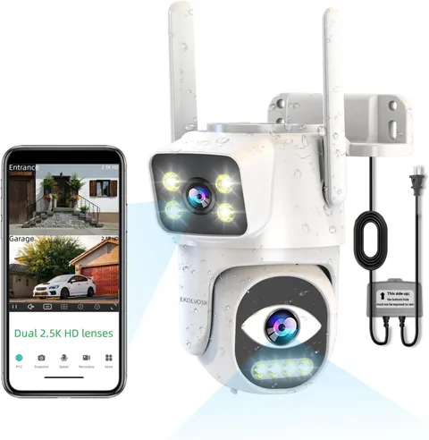 Security Cameras Outdoor Wireless,Dual Lens Wifi Cameras for Home Security, Auto