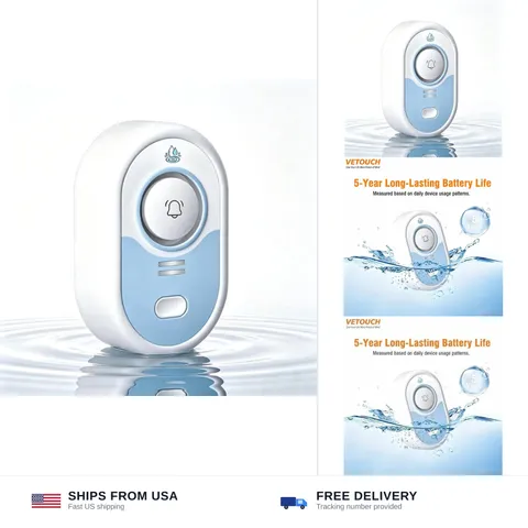 Water Leak Detector with Loud Alarm, 100dB Siren & LED Flash, Water Sensor Al...
