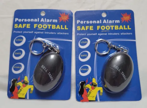 Personal Alarm Safe Football - Loud, Safe and Stable 120db Black - Set of 2