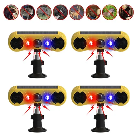 1-4PCS Solar Wireless Motion Sensor Alarm 13 Sound Detector 130db Loud Noise