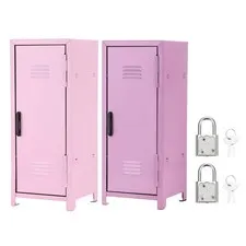 Mini Locker 4.3 x 10.8 Inch 2 Pcs Small Locker with Keys Light Pink/Light Purple