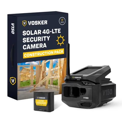 Vosker V150 Construction Pack Outdoor Solar Powered 4G LTE Security Camera, N...
