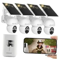 2.5K Solar Security Cameras Wireless Outdoor,Family 4MP Solar Camera-128GB