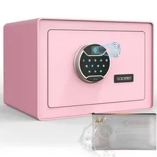 Pink Fingerprint Safe for Home, Biometric Security Safe Box with Touchscreen ...