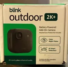 Blink Outdoor 2K+ Add-On Security Camera Black Battery Powered No Sync Module