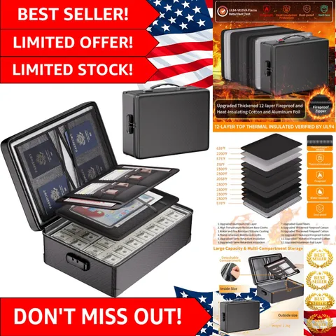 Secure Fireproof File Organizer with Lock -  Dust and Water Resistant