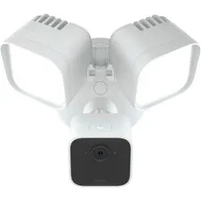 BLINK Wired Floodlight Camera Smart Outdoor Security, 2600 Lumens, White In-Hand