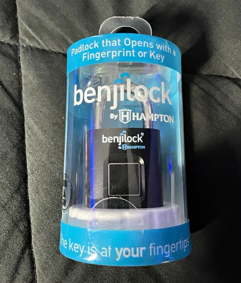 BenjiLock by Hampton Fingerprint & Keyed Padlock, Black/Silver Metal