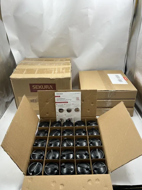 LOT OF 100 SEKURA 88XSB2Q AM/RF 2-ALARM SELF-RETRACTING BOXGRIPS 75" LANYARD