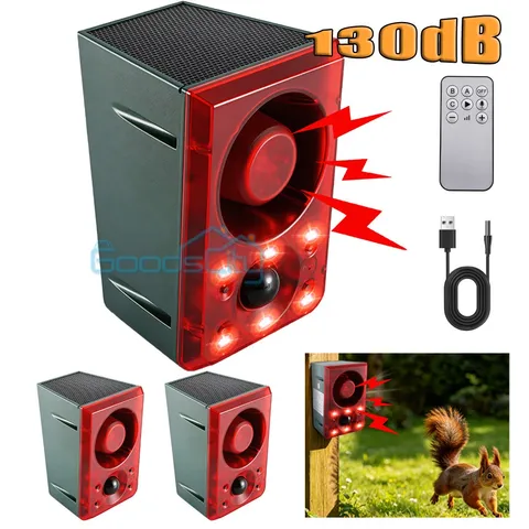 1/2PCS Solar Motion Sensor Alarm with Remote Control, 130Db Sound & Light Alarm