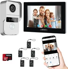 2-Wired Video Intercom System with 7 Inch Touch Screen, Timbre Con Cámara & 140°