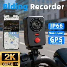 GPS 2K Motorcycle Cycling Recorder IP66 Waterproof 150° Fisheye Wide Angle Lens