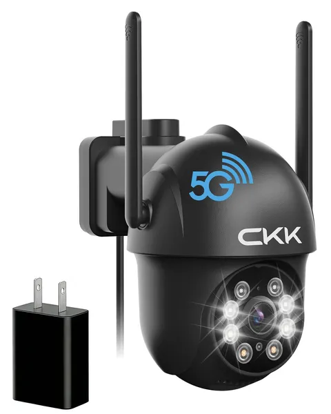 CKK 2K Security Camera Outdoor Corded Power, 3MP PTZ WiFi Home Security Camer...