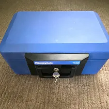 SentrySafe 1100 Portable Fire Resistant Key Lock Safe, Small Blue/Black