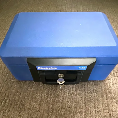 SentrySafe 1100 Portable Fire Resistant Key Lock Safe, Small Blue/Black