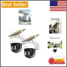 2-Pack Wireless Solar Security Cameras with Auto Tracking & Color Night Vision