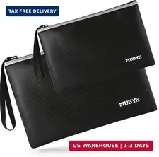Fireproof Waterproof Money Document Bag, 2Pack | Safe Zipper Bags, with Reflecti