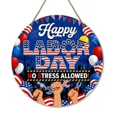 Happy Labor Day Decorations for Front Door Home Outdoor, Patriotic Labor Day