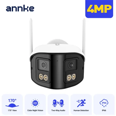 ANNKE 4MP Wireless Dual Lens Security IP Camera WIFI Color Night Two Way Audio