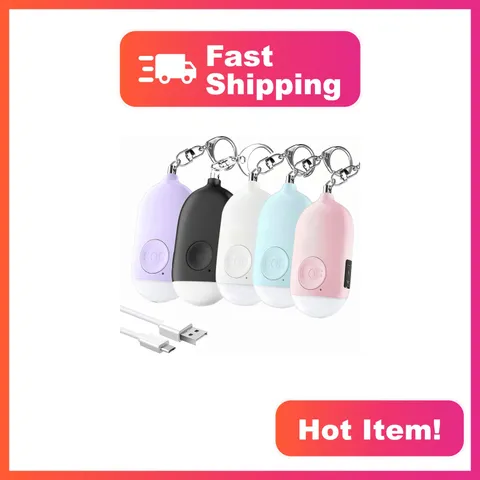 Hion Personal Safety Alarm for Women, 5 Pack Rechargeable 130dB Self Defense ...