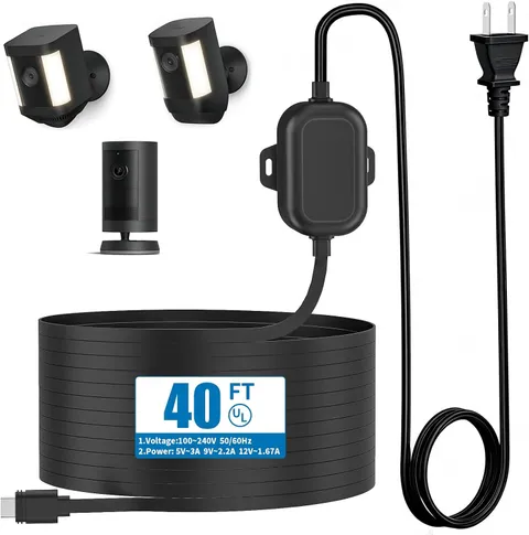 Weatherproof Power Cord for Ring Outdoor Cam Plus/Ring Spotlight Cam Plus/Pro (B