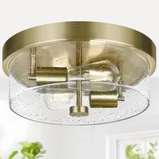 Flush Mount Ceiling Light Fixtures, 2-Light Brass for