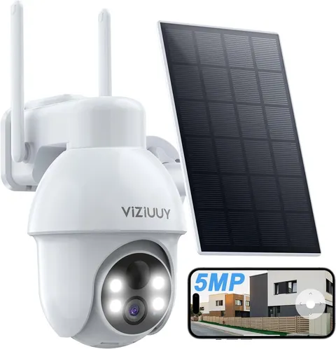 VIZIUUY 5MP Solar Security Camera Outdoor, Wireless Battery Powered Security Cam