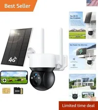 4G LTE Solar Security Camera - Wireless, 2K HD, No WiFi Needed,  Outdoor