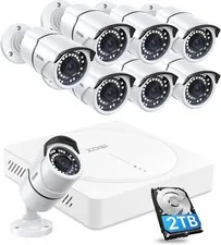 ZOSI 8CH 5MP H.265+ Security 120ft Night Vision Camera System with 2TB HDD