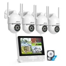 ANRAN 8CH 12''Monitor Wireless Security Camera System Outdoor Home WiFi NVR Kits