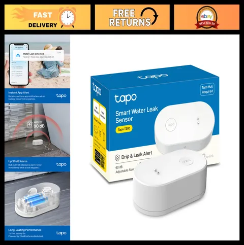 Smart Water Leak Detector Sensor - Wi-Fi, 90dB Alarm, App Alerts, Alexa/Google H