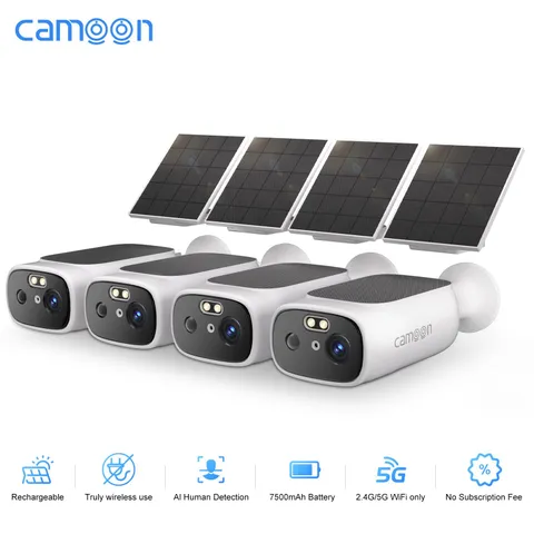4PACK Solar Security Camera Wireless Outdoor |Dual Band Wi-Fi,AI Human Detection