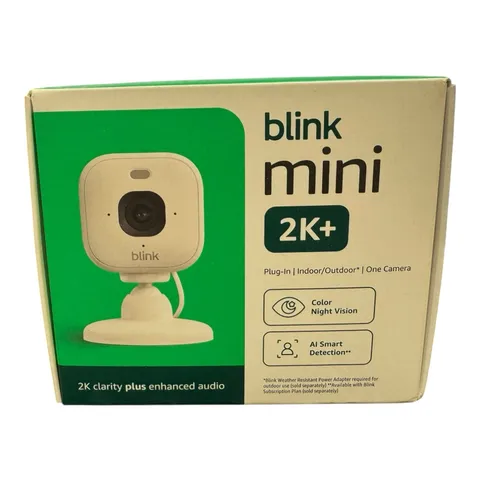 Blink Mini 2K+ Indoor Outdoor Plug-In Security Camera - Brand New