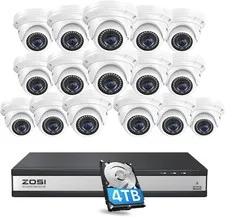 ZOSI 4K 16CH 16 x 5MP POE Security Camera System CCTV Dome Camera 4TB HDD