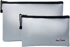 Fireproof Safe Money Document Bags - 2 Pack 13.4" x 9.8" and 10.6" x 6.7" Waterp