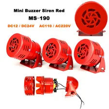 MS-190 Mini Electric Air Raid Siren Alarm Buzzer Siren DC 12/24V AC 110/220V
