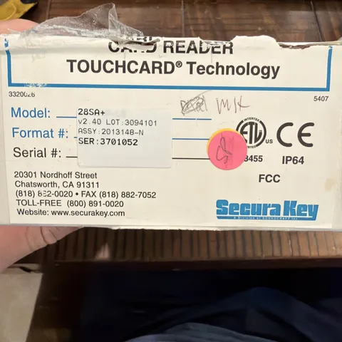 Securakey Entracomp 28SA Plus Touchplate Card Reader New In Package
