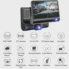 Car Dash Cam 4 Inch Front and Rear Autos Camera Wide Angle Car Recorder