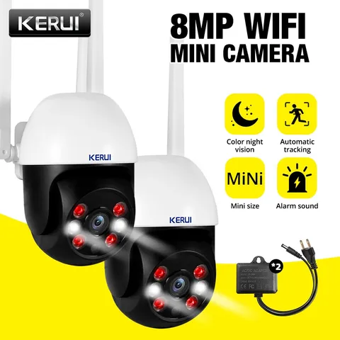 2 Pack Wireless 8MP 4K WiFi Home Surveillance Cam Night Vision Two‑Way Audio