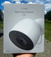 Google Nest Cam Outdoor 2K Wired Wi‑Fi IP Surveillance Camera, White, Gemini