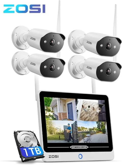 ZOSI 8CH NVR 2K WiFi6 Outdoor wifi Security Camera System Outdoor Two Way Audio
