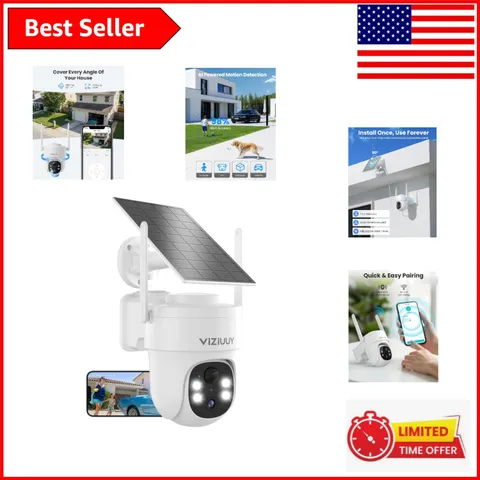 360° PTZ Solar Security Camera with Color Night Vision - Wi-Fi 6 Compatible