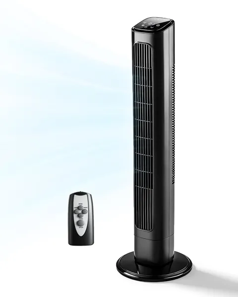 Winado 36" Bladeless Tower Fan for Cooling Home Office Bedroom, Black | Ultra-Qu