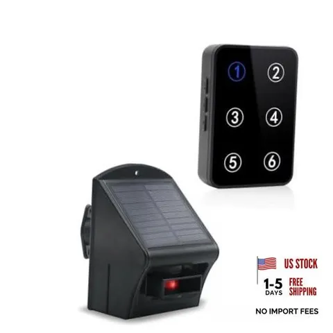 Solar Driveway Alarm, Weather Resistant Outdoor 1 Sensors AND 1 Receiver
