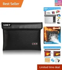 Fireproof Document Bag - with 5200°F Heat Insulated, Waterproof Fireproof Bag...