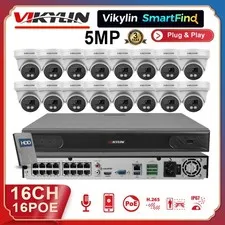Vikylin SmartFind 16CH 16 POE NVR CCTV System 5MP IP Camera IR Night Vision Lot