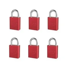 6 Pack of American Lock A1105KA RED Padlock With 1 1/2" Solid Aluminum Body...