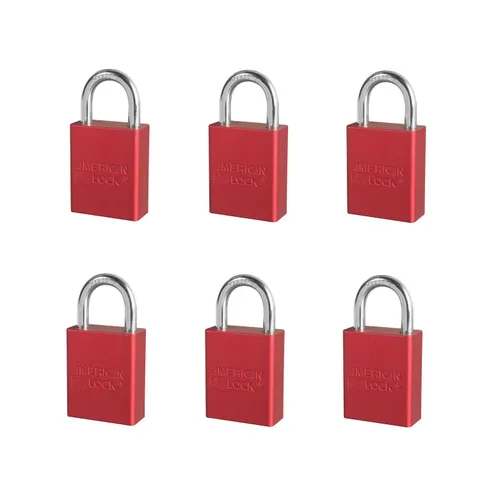 6 Pack of American Lock A1105KA RED Padlock With 1 1/2" Solid Aluminum Body...