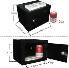 Steel Safe Box - Key Locked, 0.2 Cubic Ft Small Home Safe for Cash & Jewelry 